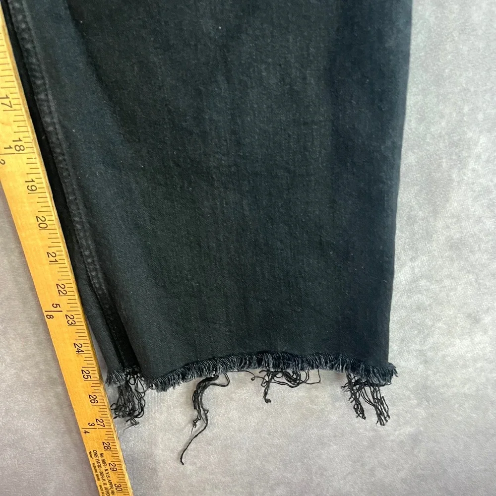 Reformation Emma High Rise Wide Leg Jeans Women‎ 31 Black Raw Hem Denim Casual